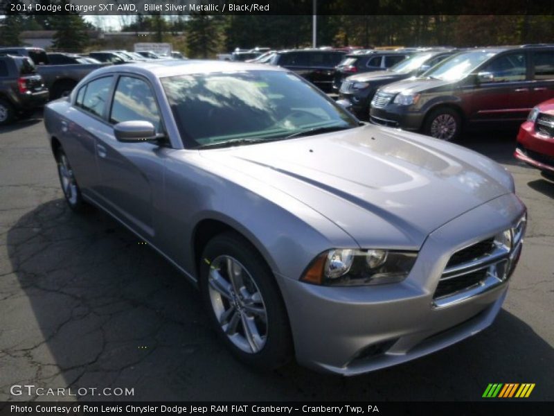 Billet Silver Metallic / Black/Red 2014 Dodge Charger SXT AWD