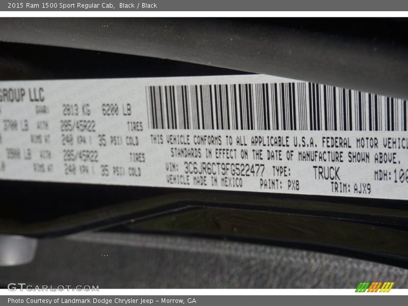 2015 1500 Sport Regular Cab Black Color Code PX8