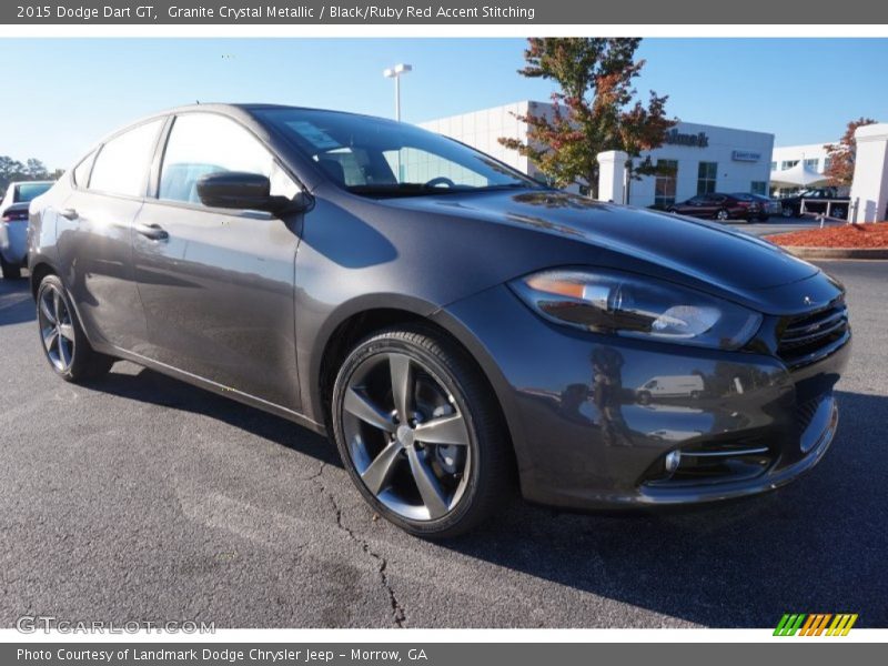 Granite Crystal Metallic / Black/Ruby Red Accent Stitching 2015 Dodge Dart GT