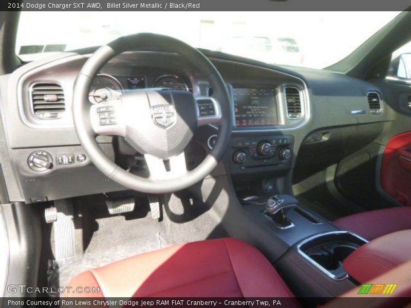 Billet Silver Metallic / Black/Red 2014 Dodge Charger SXT AWD