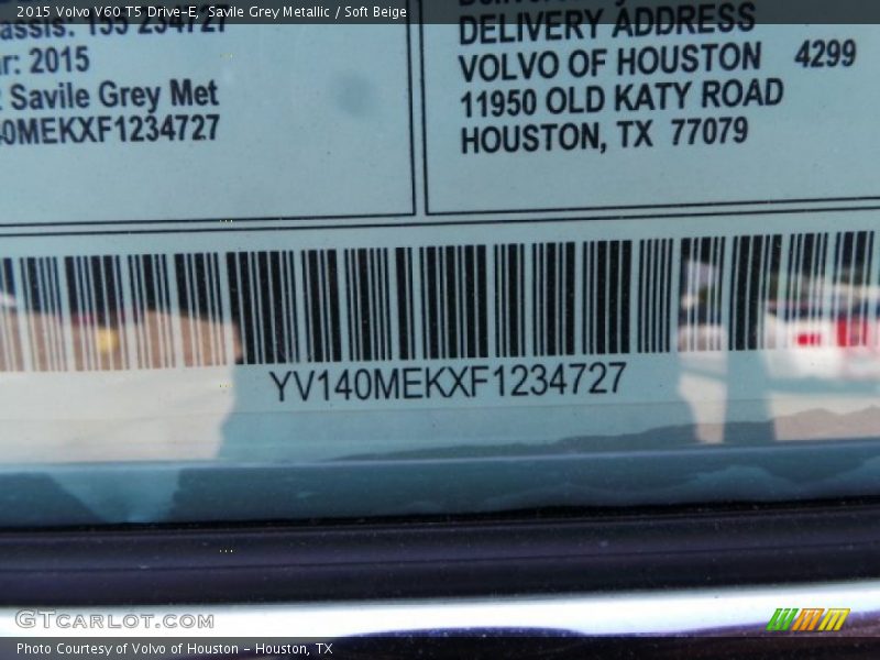  2015 V60 T5 Drive-E Window Sticker