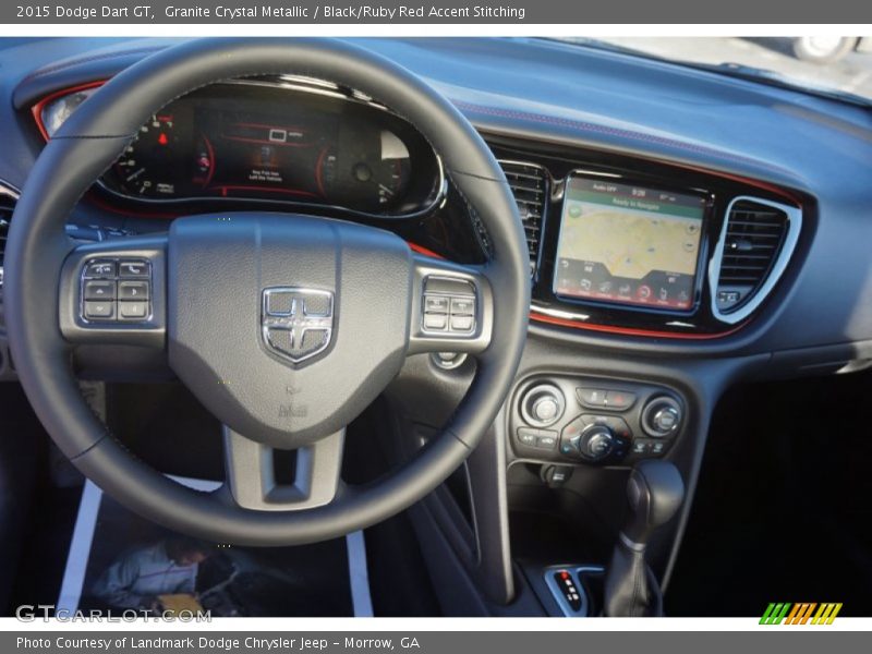Granite Crystal Metallic / Black/Ruby Red Accent Stitching 2015 Dodge Dart GT