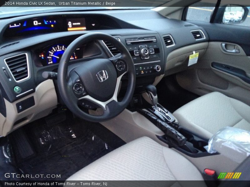 Urban Titanium Metallic / Beige 2014 Honda Civic LX Sedan