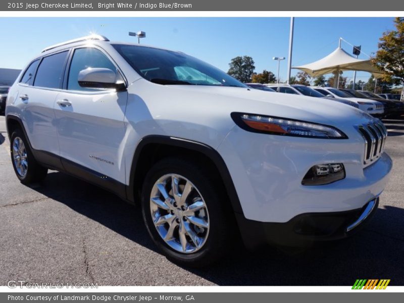 Bright White / Indigo Blue/Brown 2015 Jeep Cherokee Limited
