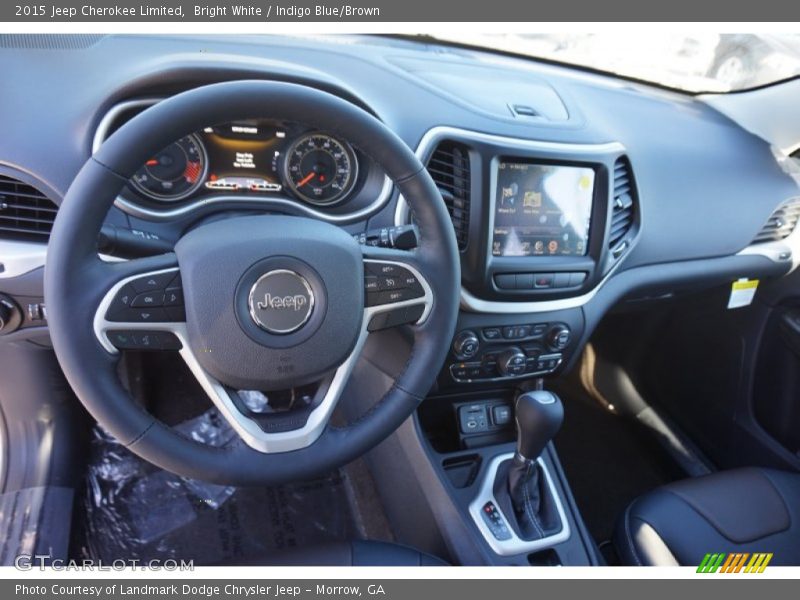 Bright White / Indigo Blue/Brown 2015 Jeep Cherokee Limited