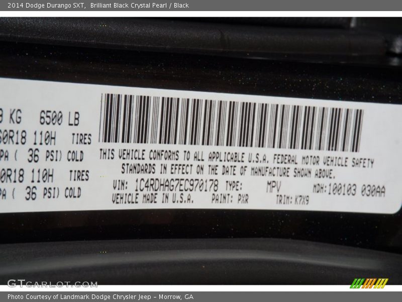 Brilliant Black Crystal Pearl / Black 2014 Dodge Durango SXT