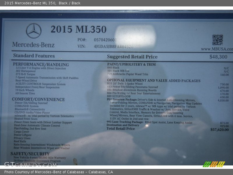 Black / Black 2015 Mercedes-Benz ML 350