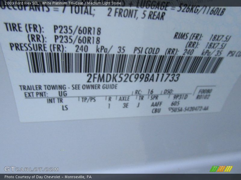 White Platinum Tri-Coat / Medium Light Stone 2009 Ford Flex SEL