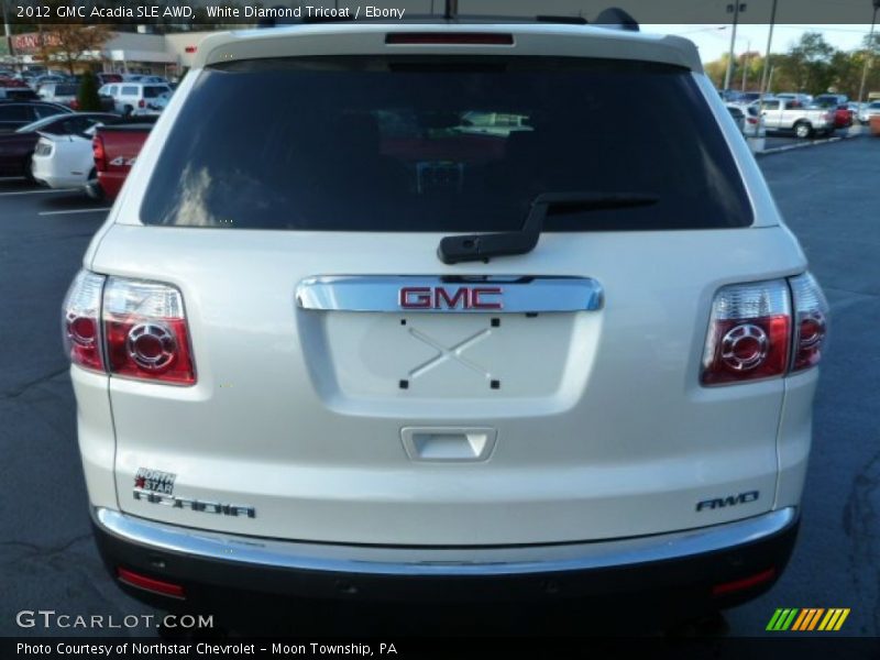 White Diamond Tricoat / Ebony 2012 GMC Acadia SLE AWD