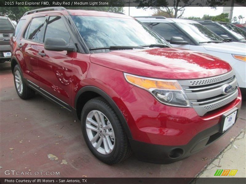 Ruby Red / Medium Light Stone 2015 Ford Explorer FWD