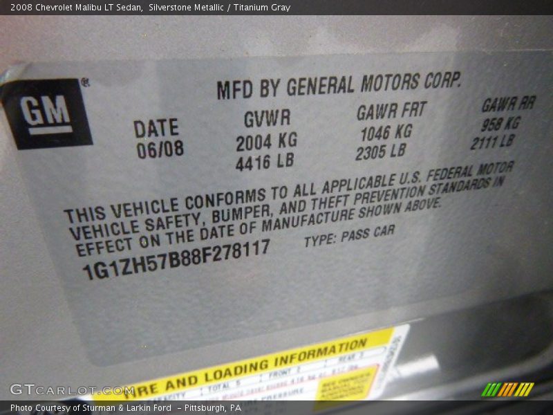 Silverstone Metallic / Titanium Gray 2008 Chevrolet Malibu LT Sedan
