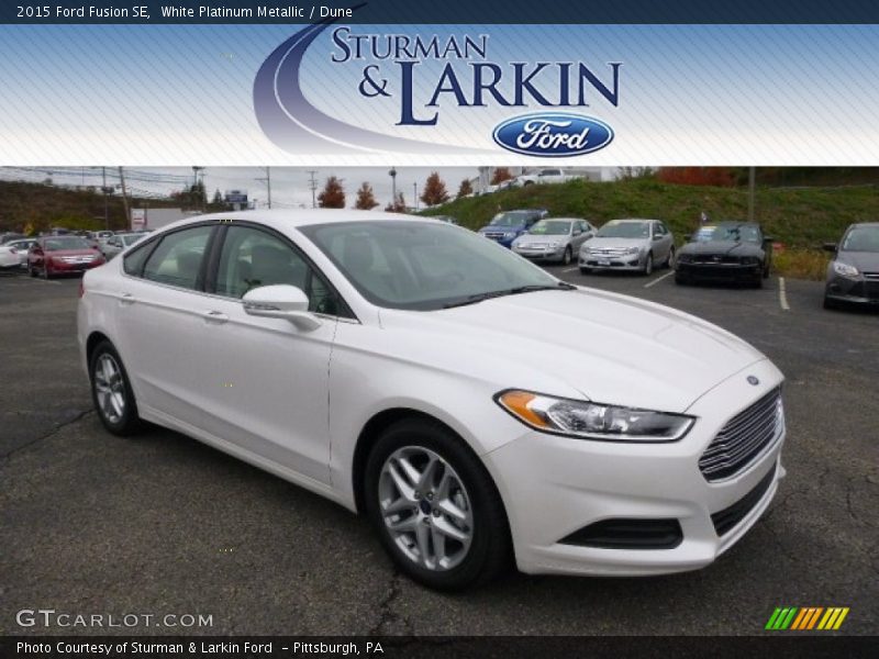 White Platinum Metallic / Dune 2015 Ford Fusion SE