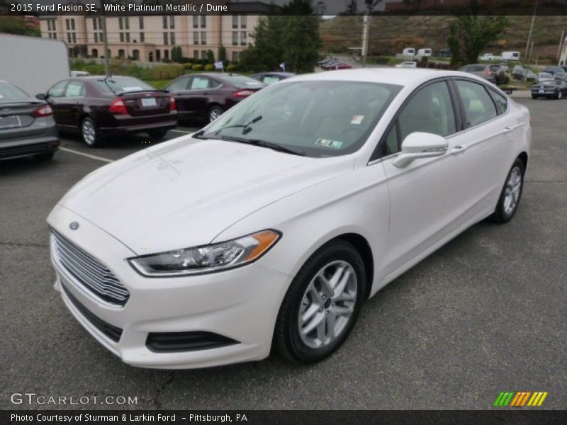 White Platinum Metallic / Dune 2015 Ford Fusion SE