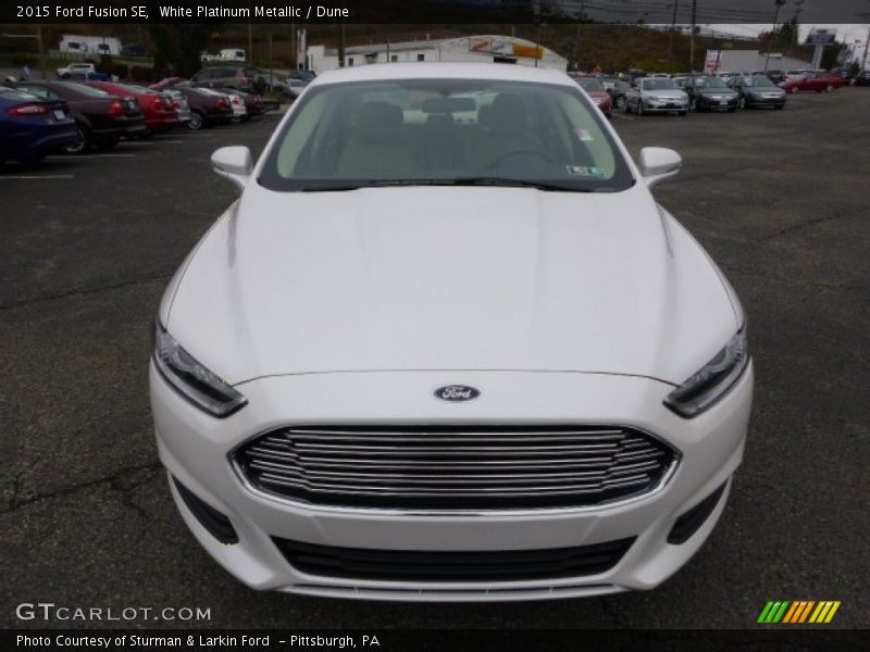 White Platinum Metallic / Dune 2015 Ford Fusion SE