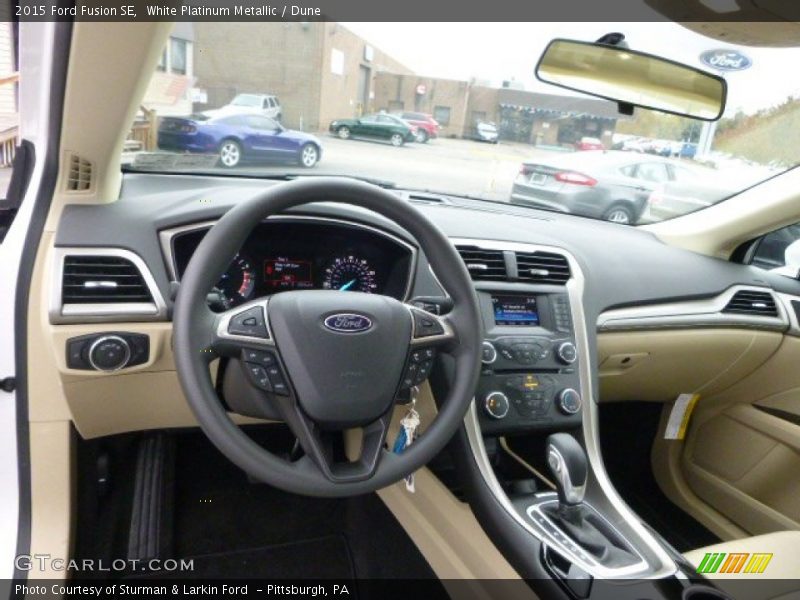 White Platinum Metallic / Dune 2015 Ford Fusion SE