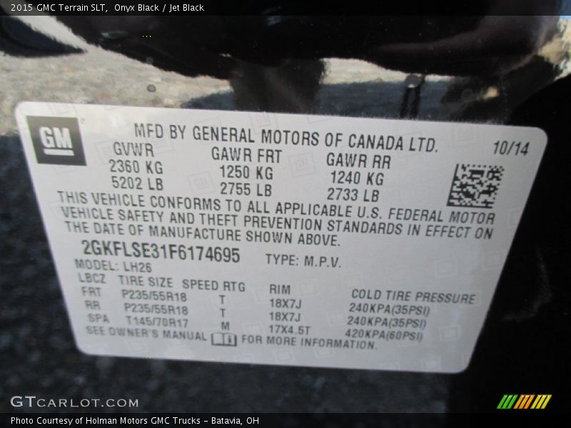 Onyx Black / Jet Black 2015 GMC Terrain SLT
