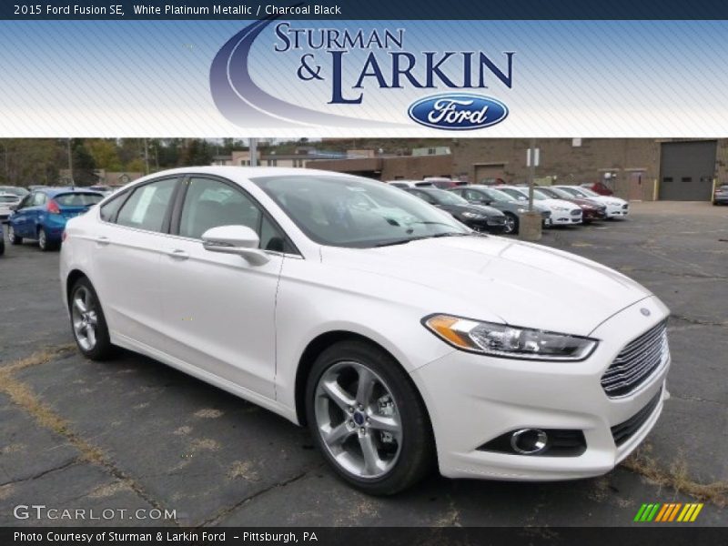 White Platinum Metallic / Charcoal Black 2015 Ford Fusion SE