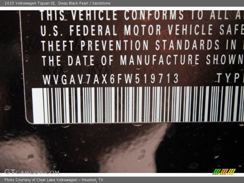 Deep Black Pearl / Sandstone 2015 Volkswagen Tiguan SE