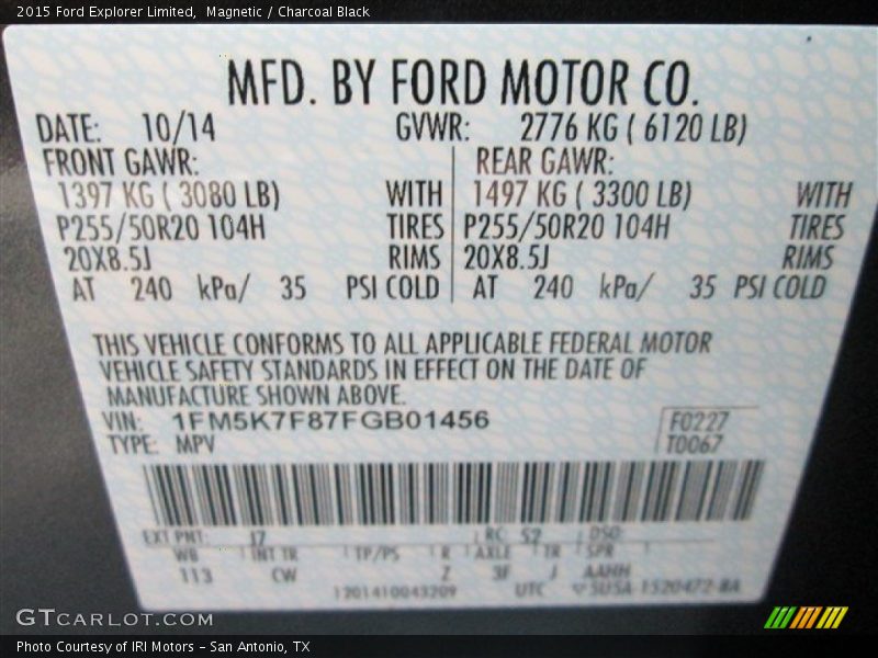 Magnetic / Charcoal Black 2015 Ford Explorer Limited