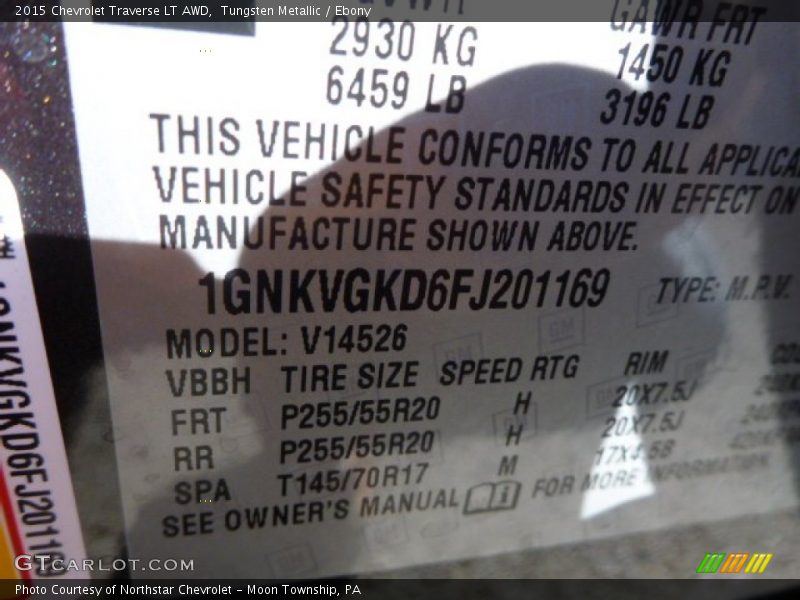 Tungsten Metallic / Ebony 2015 Chevrolet Traverse LT AWD