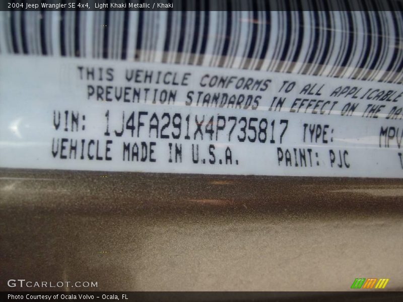 Light Khaki Metallic / Khaki 2004 Jeep Wrangler SE 4x4