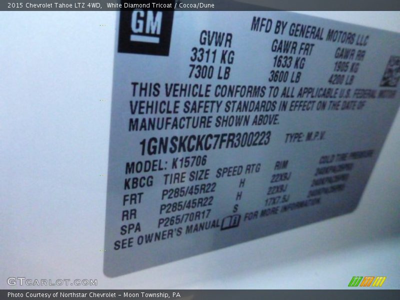 White Diamond Tricoat / Cocoa/Dune 2015 Chevrolet Tahoe LTZ 4WD