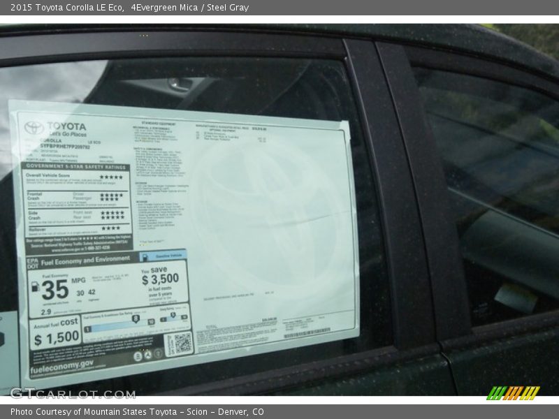 4Evergreen Mica / Steel Gray 2015 Toyota Corolla LE Eco