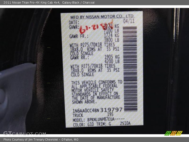 Galaxy Black / Charcoal 2011 Nissan Titan Pro-4X King Cab 4x4
