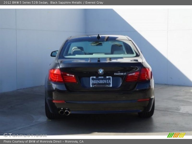 Black Sapphire Metallic / Everest Gray 2012 BMW 5 Series 528i Sedan