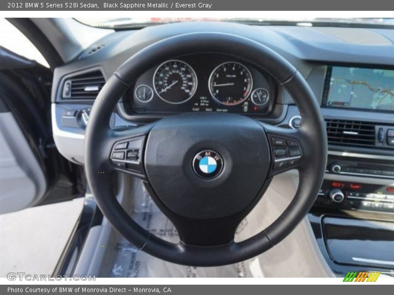 Black Sapphire Metallic / Everest Gray 2012 BMW 5 Series 528i Sedan