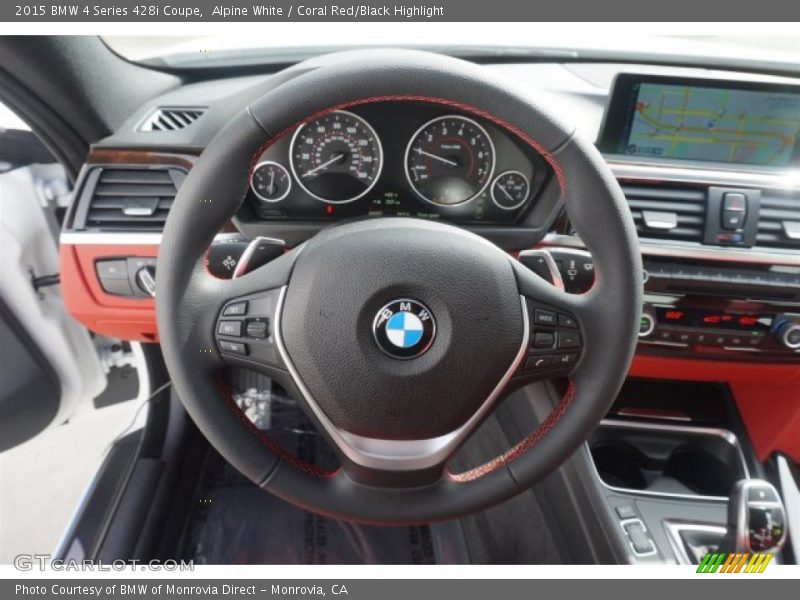 Alpine White / Coral Red/Black Highlight 2015 BMW 4 Series 428i Coupe