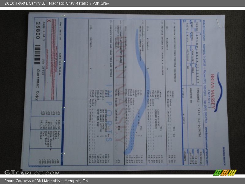 Magnetic Gray Metallic / Ash Gray 2010 Toyota Camry LE