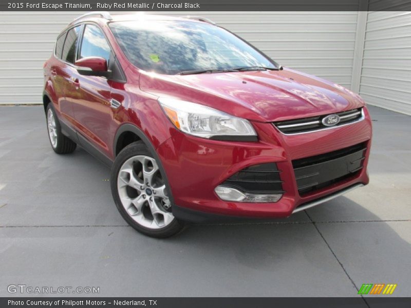Ruby Red Metallic / Charcoal Black 2015 Ford Escape Titanium