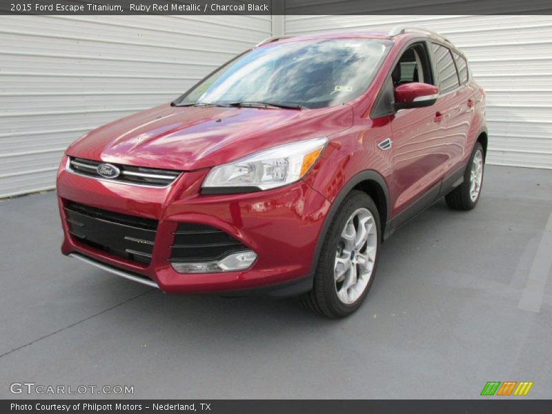 Ruby Red Metallic / Charcoal Black 2015 Ford Escape Titanium