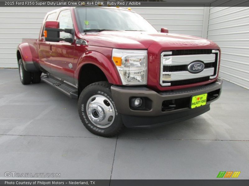 Ruby Red / Adobe 2015 Ford F350 Super Duty Lariat Crew Cab 4x4 DRW