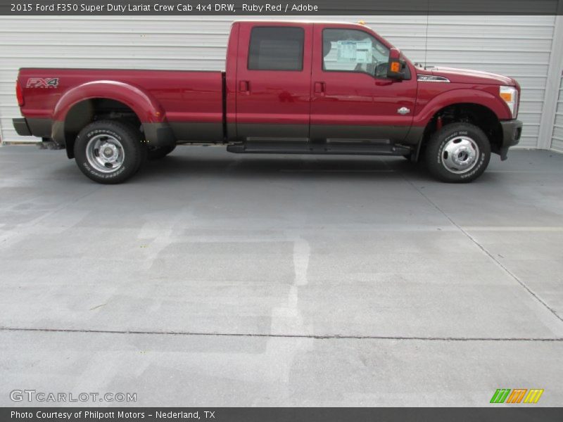 Ruby Red / Adobe 2015 Ford F350 Super Duty Lariat Crew Cab 4x4 DRW