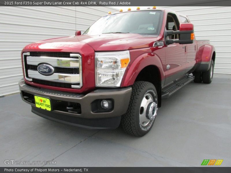 Ruby Red / Adobe 2015 Ford F350 Super Duty Lariat Crew Cab 4x4 DRW
