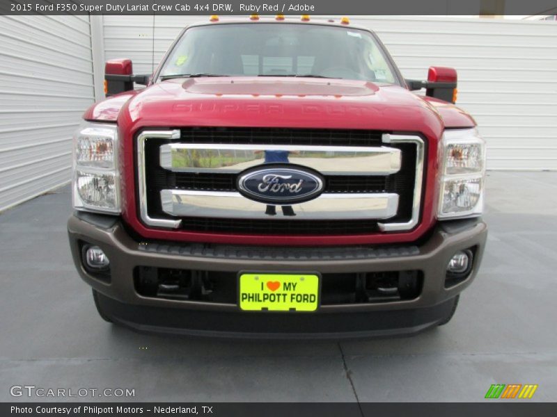Ruby Red / Adobe 2015 Ford F350 Super Duty Lariat Crew Cab 4x4 DRW