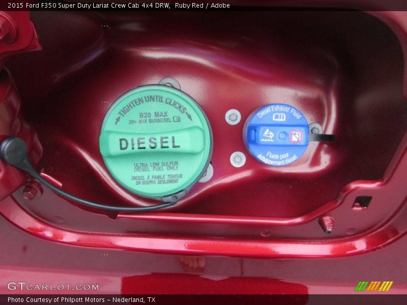 Ruby Red / Adobe 2015 Ford F350 Super Duty Lariat Crew Cab 4x4 DRW