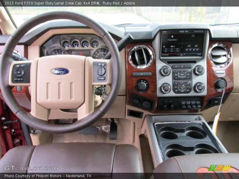 Ruby Red / Adobe 2015 Ford F350 Super Duty Lariat Crew Cab 4x4 DRW