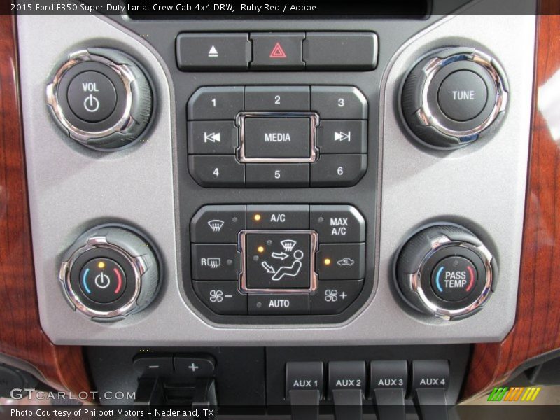 Ruby Red / Adobe 2015 Ford F350 Super Duty Lariat Crew Cab 4x4 DRW