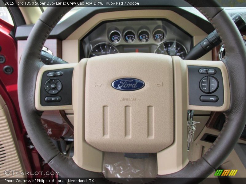 Ruby Red / Adobe 2015 Ford F350 Super Duty Lariat Crew Cab 4x4 DRW