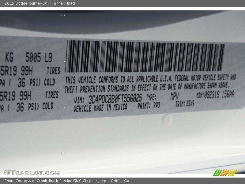 White / Black 2015 Dodge Journey SXT