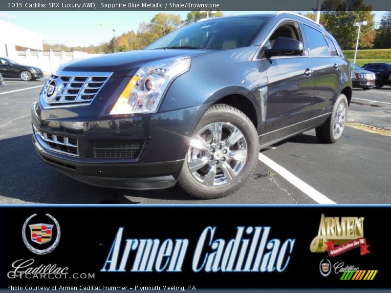 Sapphire Blue Metallic / Shale/Brownstone 2015 Cadillac SRX Luxury AWD