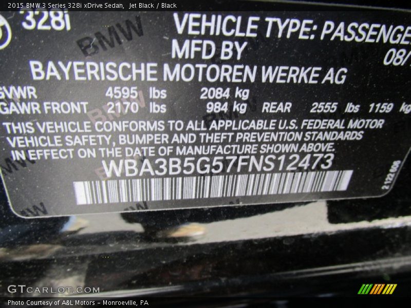 Jet Black / Black 2015 BMW 3 Series 328i xDrive Sedan