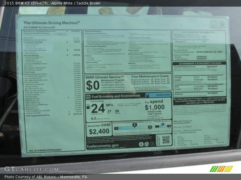 Alpine White / Saddle Brown 2015 BMW X3 xDrive28i