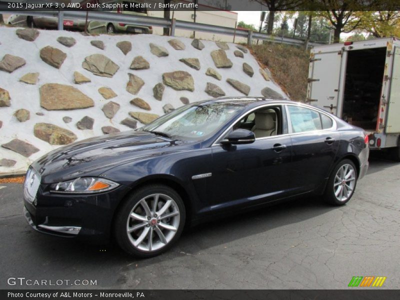 Dark Sapphire Metallic / Barley/Truffle 2015 Jaguar XF 3.0 AWD