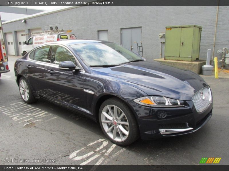 Dark Sapphire Metallic / Barley/Truffle 2015 Jaguar XF 3.0 AWD