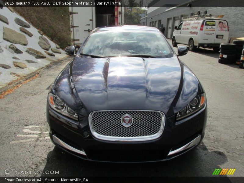Dark Sapphire Metallic / Barley/Truffle 2015 Jaguar XF 3.0 AWD