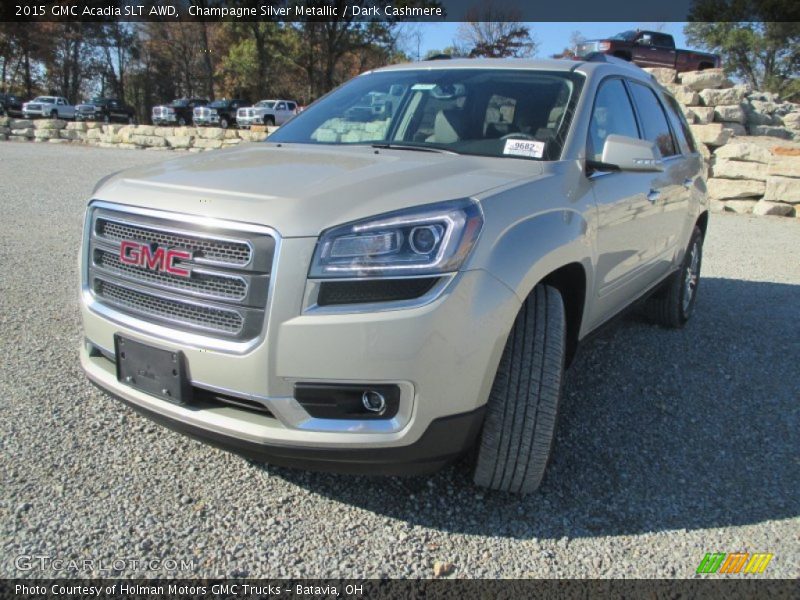 Champagne Silver Metallic / Dark Cashmere 2015 GMC Acadia SLT AWD